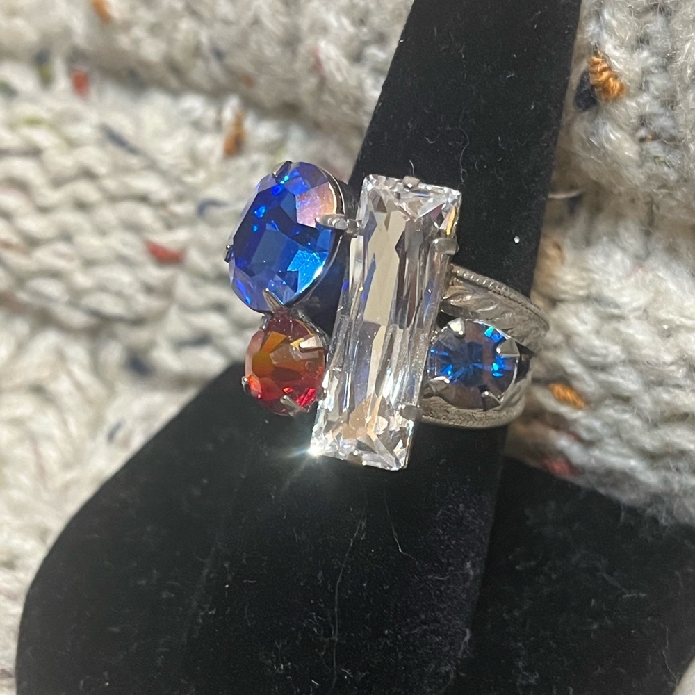 Sorrelli Blue and Red Crystal Ring